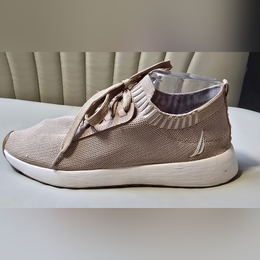 Nautica Shoes Womens 9 Zyla Knitted Low Top Lace Up Sneakers Beige Mesh Fabric - Picture 10 of 13